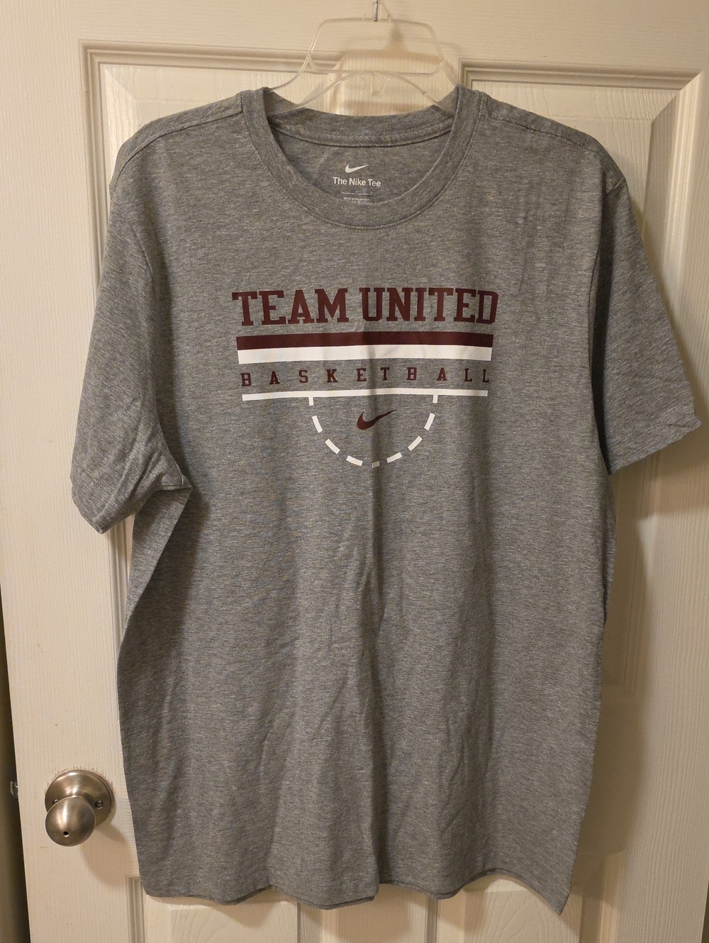 Nike Gray Short-Sleeve Team United Basketball Tee with Maroon Accent